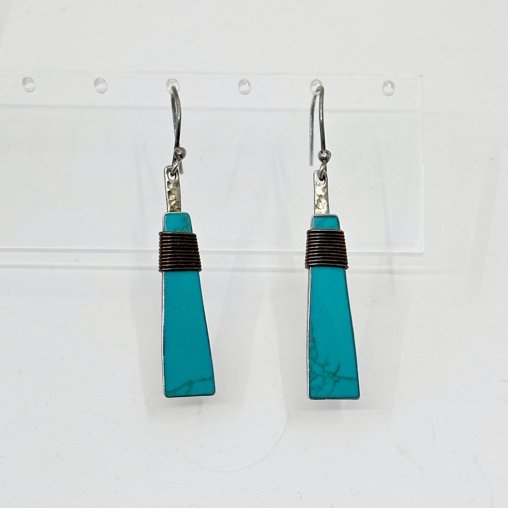 HOB Mexican sterling silver & copper turquoise earrings - GM380